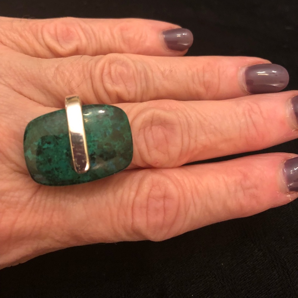 Size 7 Silver and Malachite Ring